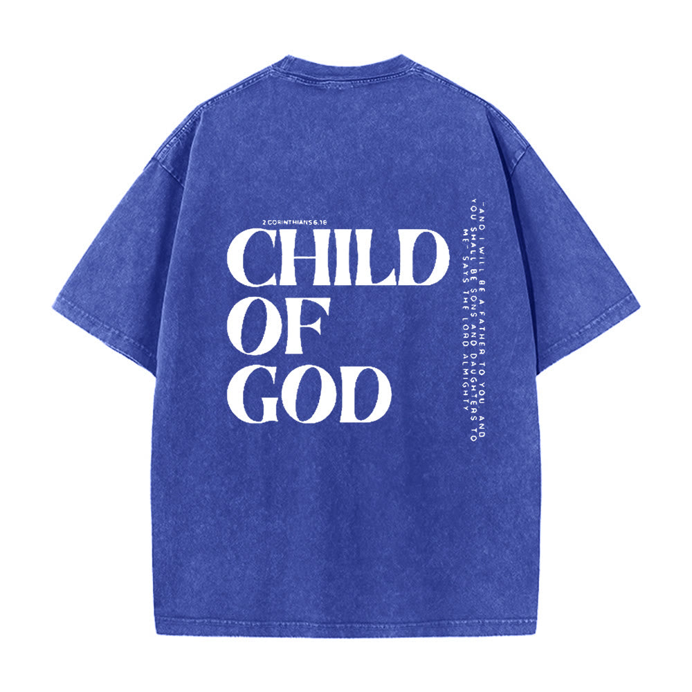 Christianartworkshop Kind Gottes Grafik Unisex gewaschenes T-Shirt - Blau - 5XL - image 8