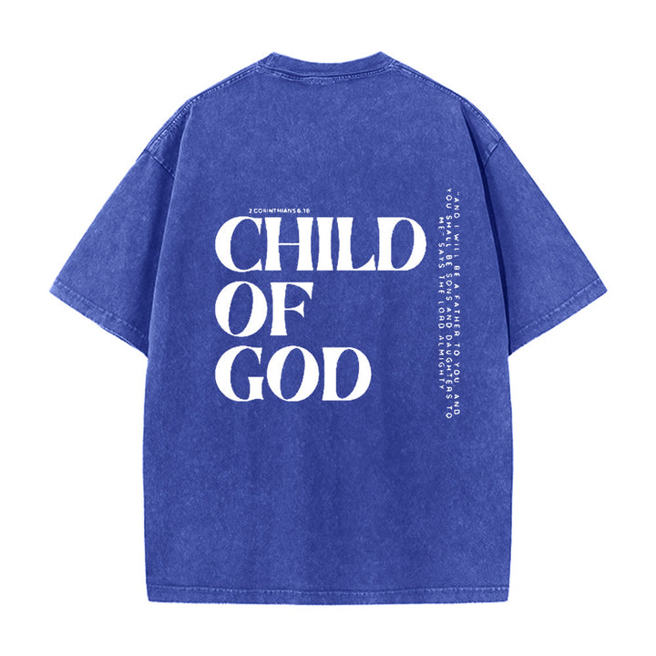 Christianartworkshop Kind Gottes Grafik Unisex gewaschenes T-Shirt - Blau - 5XL - image 8