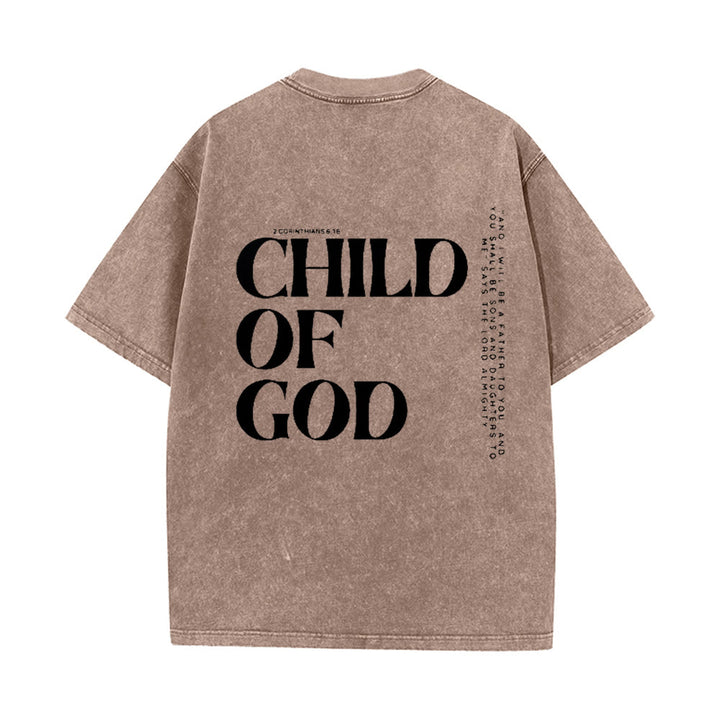 Christianartworkshop Kind Gottes Grafik Unisex gewaschenes T-Shirt - Braun - 5XL - image 6