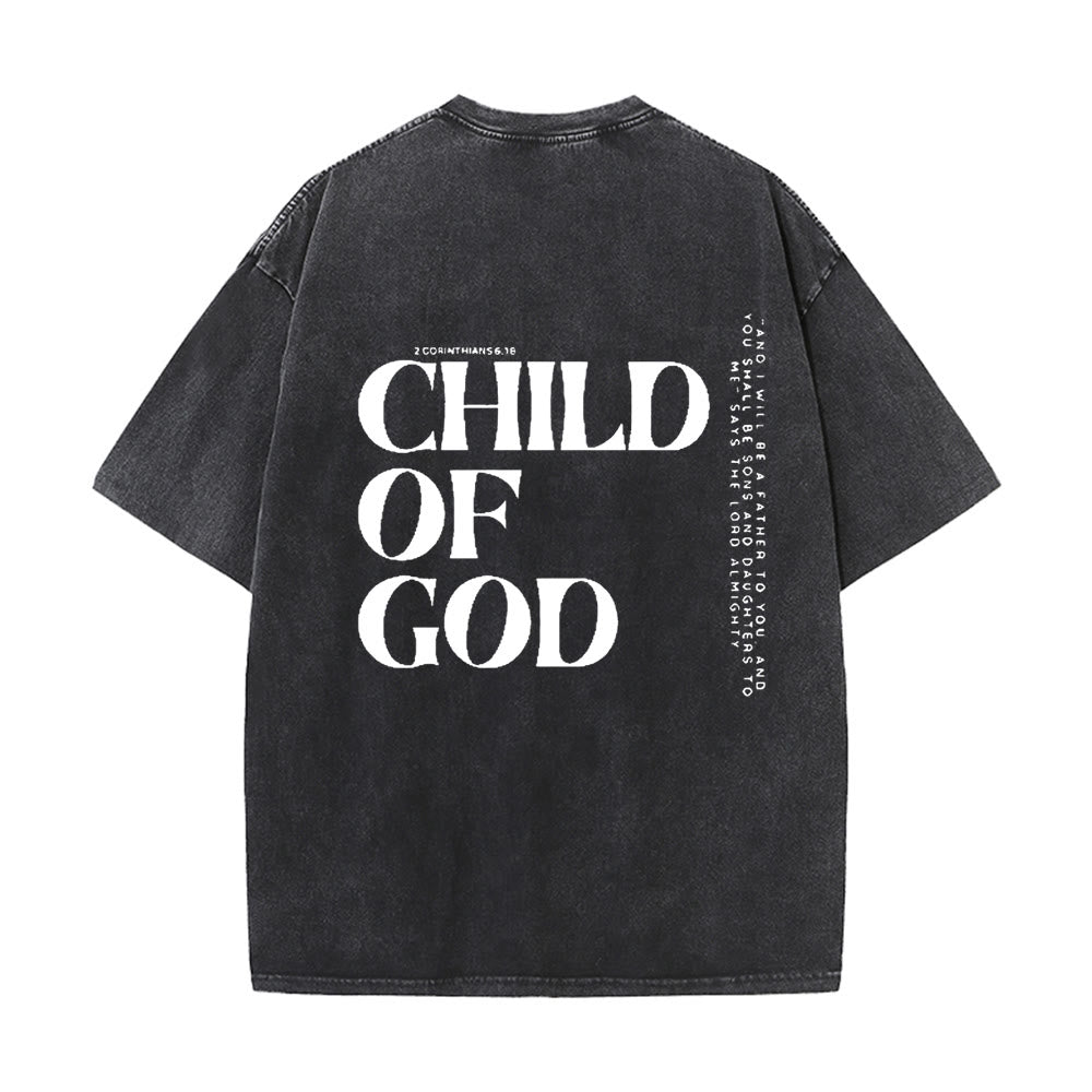 Christianartworkshop Kind Gottes Grafik Unisex gewaschenes T-Shirt - Schwarz - 5XL - image 2
