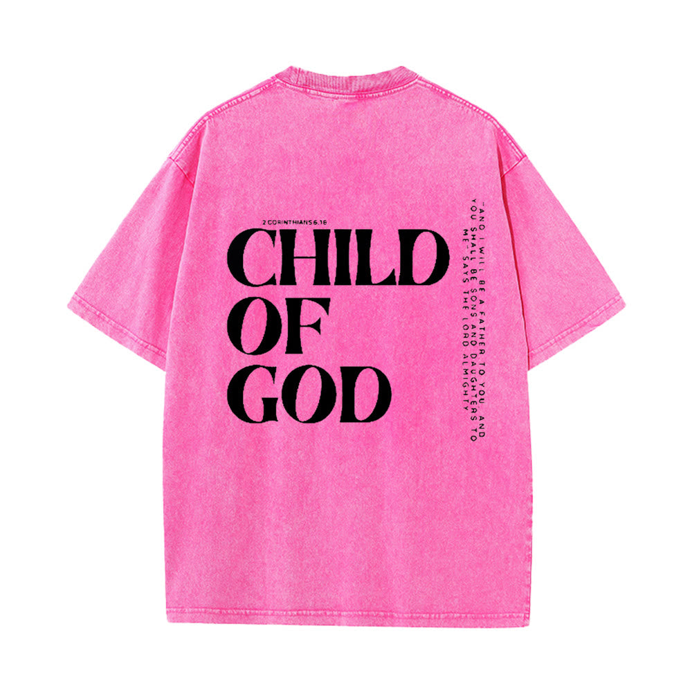 Christianartworkshop Kind Gottes Grafik Unisex gewaschenes T-Shirt - Rosa - 5XL - image 10