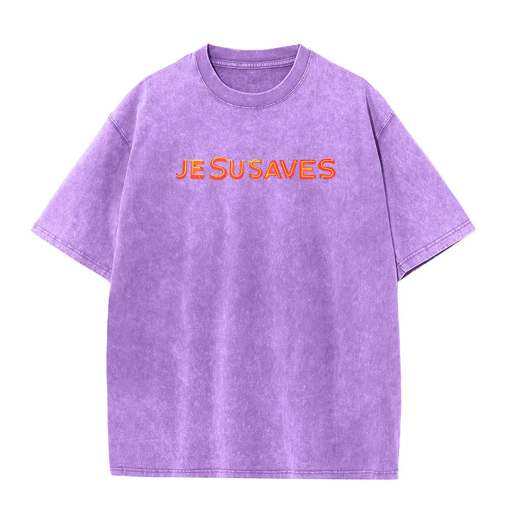 Christianartworkshop Jesus Saves Cross Grafik Unisex Washed T-Shirt - image 15