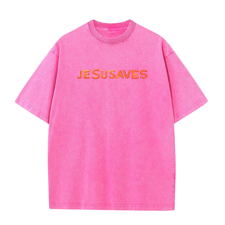 Christianartworkshop Jesus Saves Cross Grafik Unisex Washed T-Shirt - image 11