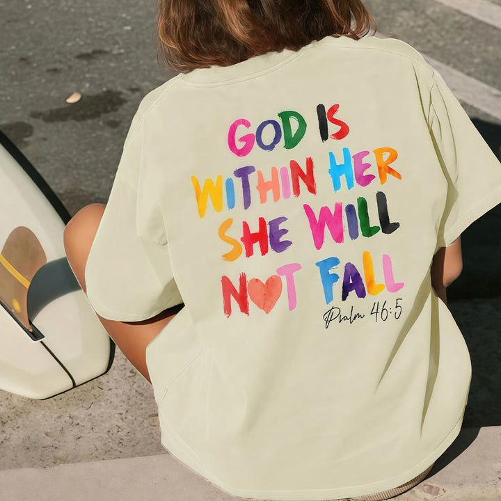 Christianartworkshop Gott ist in ihr, sie wird nicht fallen Unisex-T-Shirt (vorgewaschen) - image 3