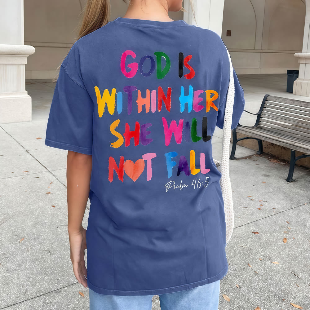Christianartworkshop Gott ist in ihr, sie wird nicht fallen Unisex-T-Shirt (vorgewaschen) - image 8