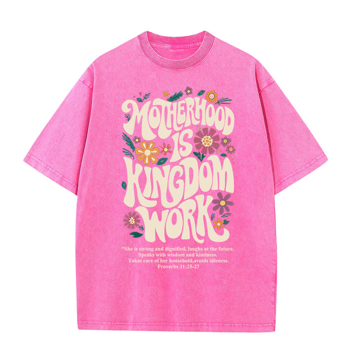 Christianartworkshop Mutterschaft ist Königreich Arbeit mit Blumen Unisex-T-Shirt (gewaschen) - Rosa - 4XL - image 8