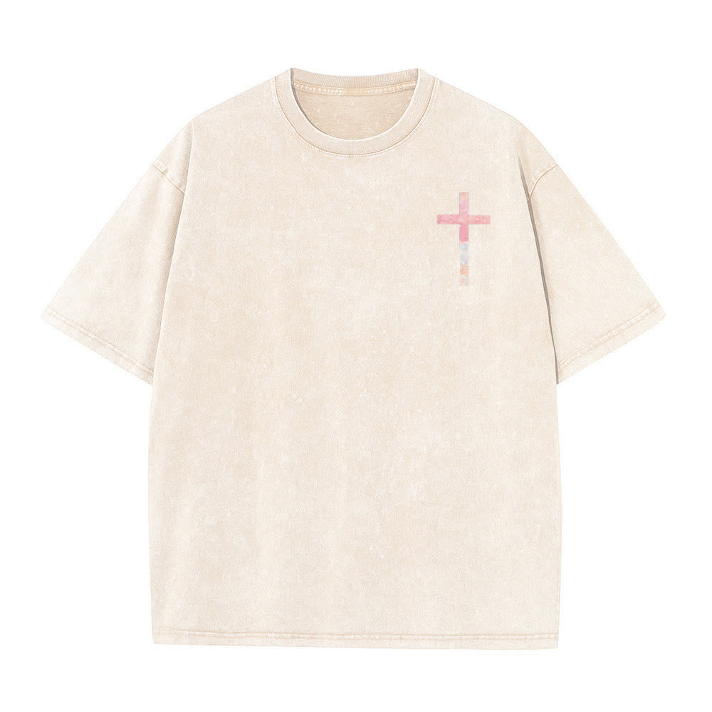 Christianartworkshop „Seine Barmherzigkeit ist neu“ – doppelseitiges, gewaschenes Unisex-T-Shirt - image 7