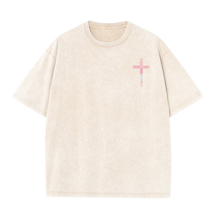 Christianartworkshop „Seine Barmherzigkeit ist neu“ – doppelseitiges, gewaschenes Unisex-T-Shirt - image 7