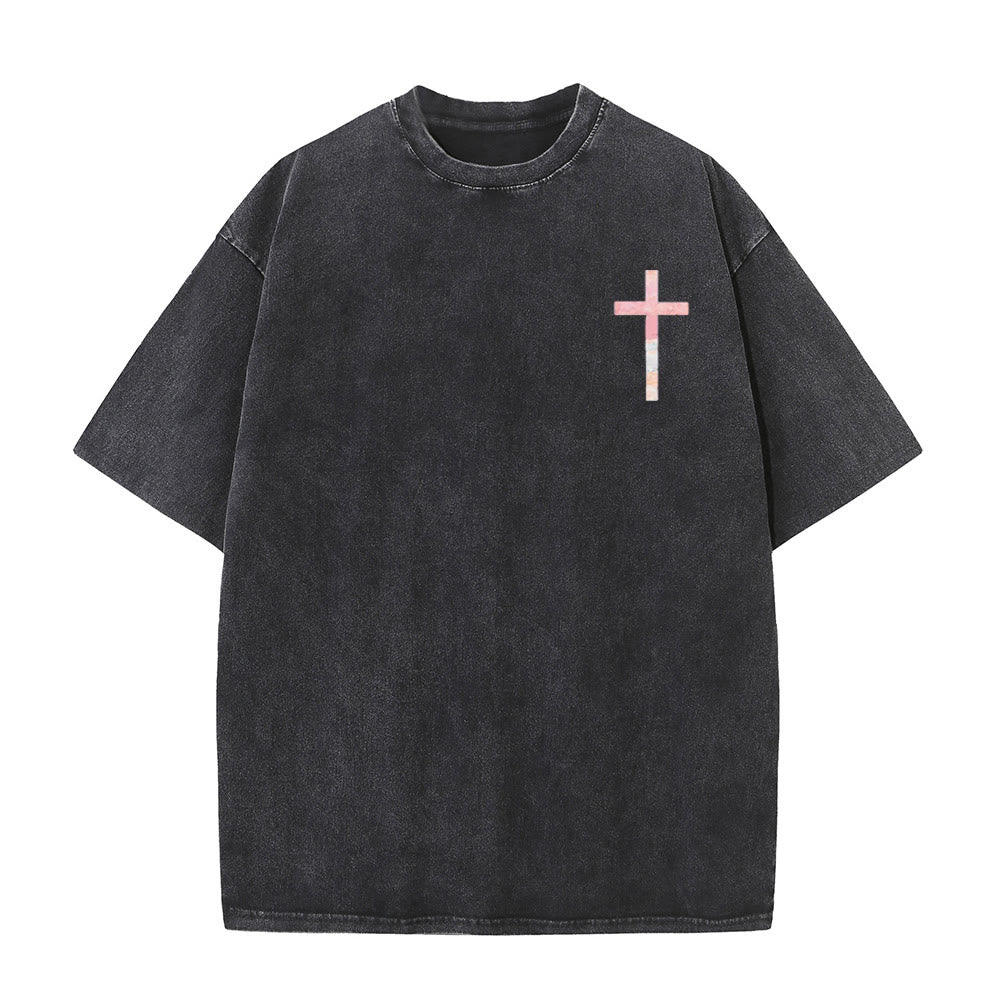 Christianartworkshop „Seine Barmherzigkeit ist neu“ – doppelseitiges, gewaschenes Unisex-T-Shirt - image 1