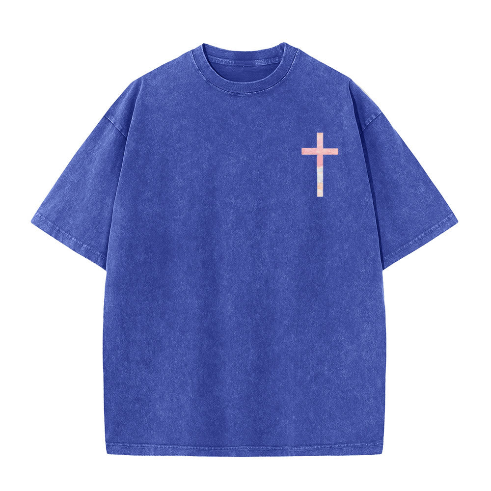 Christianartworkshop „Seine Barmherzigkeit ist neu“ – doppelseitiges, gewaschenes Unisex-T-Shirt - image 5
