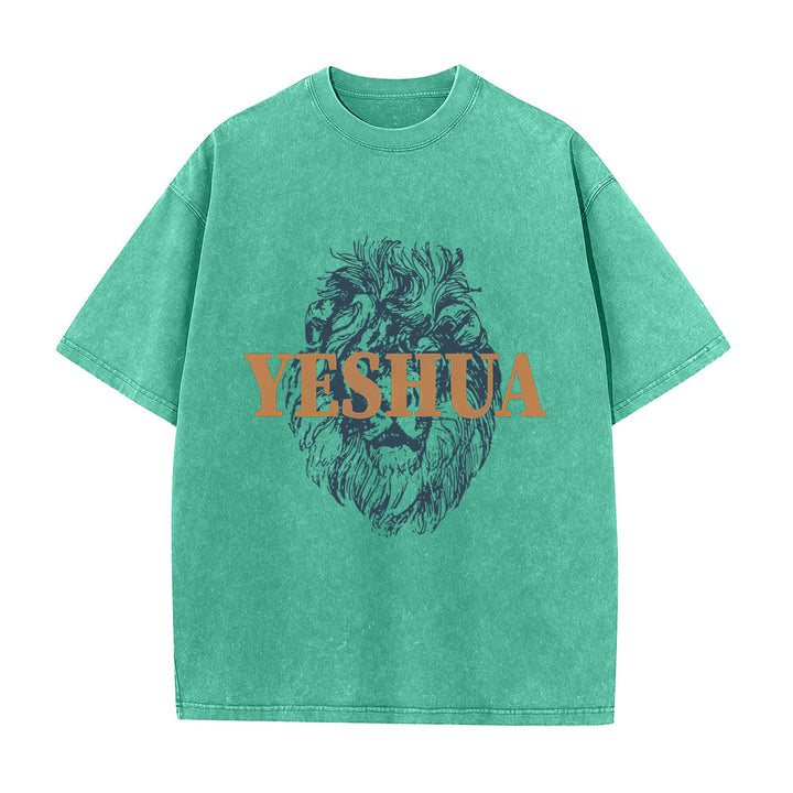 Christianartworkshop "YESHUA" Löwenkopf-T-Shirt (gewaschen) - Grün - 5XL - image 4