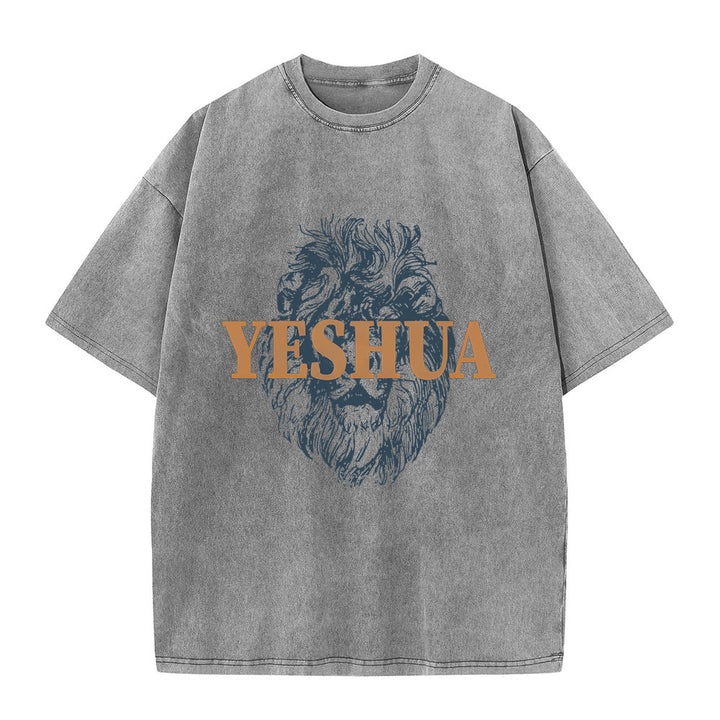 Christianartworkshop "YESHUA" Löwenkopf-T-Shirt (gewaschen) - Grau - 5XL - image 5