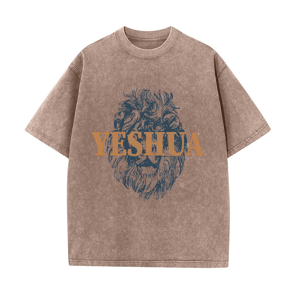 Christianartworkshop "YESHUA" Löwenkopf-T-Shirt (gewaschen) - Khaki - 5XL - image 6