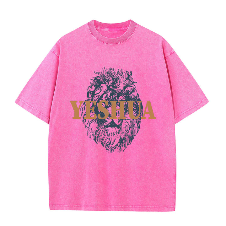 Christianartworkshop "YESHUA" Löwenkopf-T-Shirt (gewaschen) - Rose - 5XL - image 3