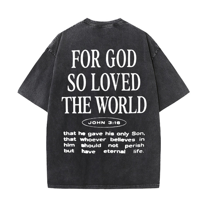 Christianartworkshop „Denn so sehr hat Gott die Welt geliebt“ Unisex-T-Shirt (vorgewaschen) - Schwarz - 5XL - image 0