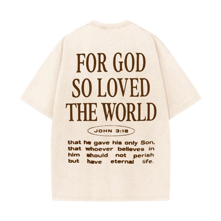 Christianartworkshop „Denn so sehr hat Gott die Welt geliebt“ Unisex-T-Shirt (vorgewaschen) - Aprikose - 5XL - image 14
