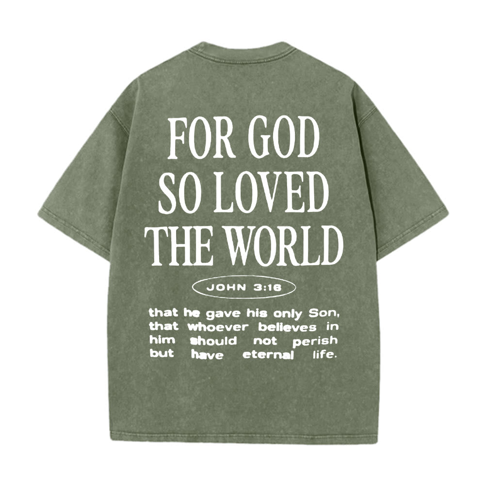 Christianartworkshop „Denn so sehr hat Gott die Welt geliebt“ Unisex-T-Shirt (vorgewaschen) - Armeegrün - 5XL - image 8