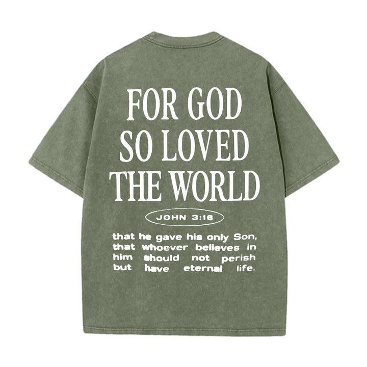 Christianartworkshop „Denn so sehr hat Gott die Welt geliebt“ Unisex-T-Shirt (vorgewaschen) - Armeegrün - 5XL - image 8