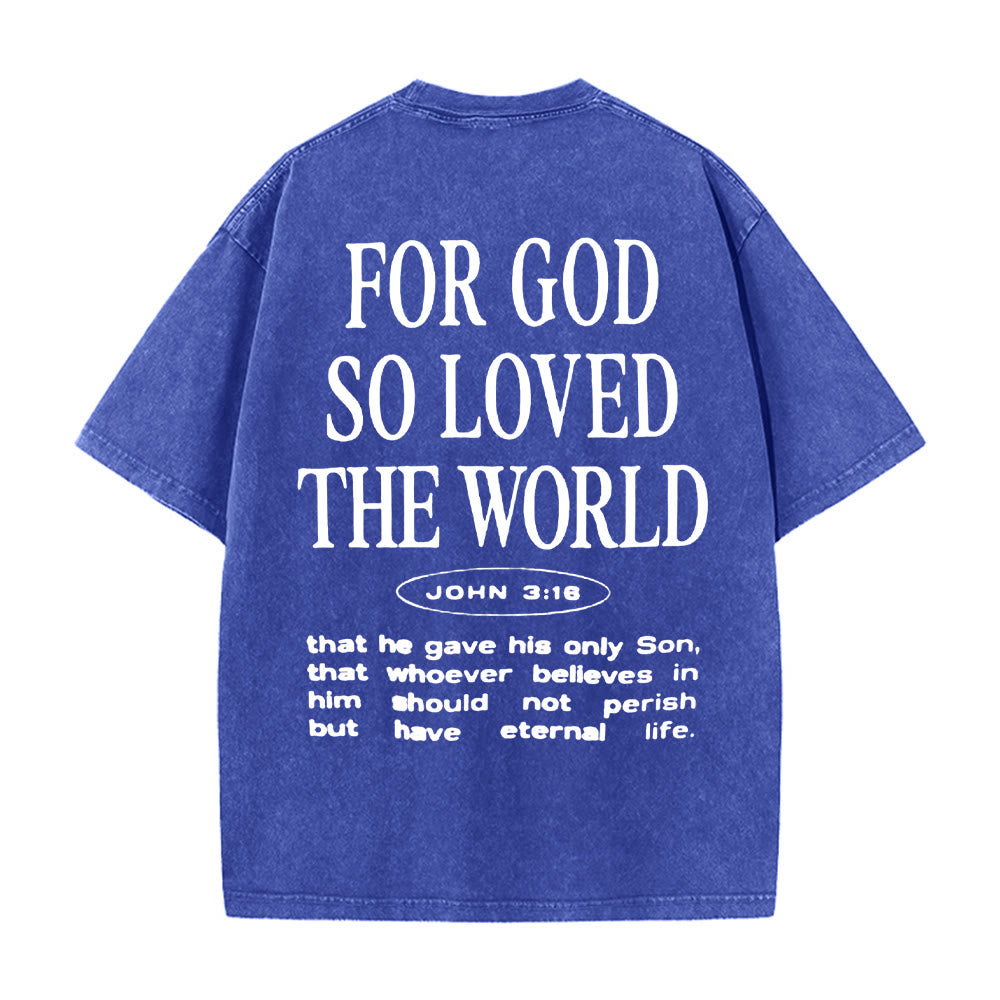Christianartworkshop „Denn so sehr hat Gott die Welt geliebt“ Unisex-T-Shirt (vorgewaschen) - Blau - 5XL - image 4