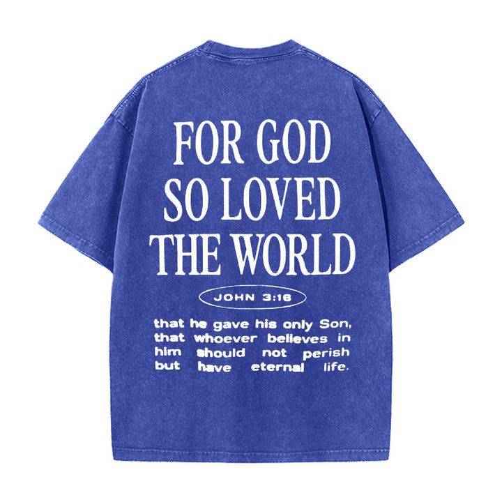Christianartworkshop „Denn so sehr hat Gott die Welt geliebt“ Unisex-T-Shirt (vorgewaschen) - Blau - 5XL - image 4