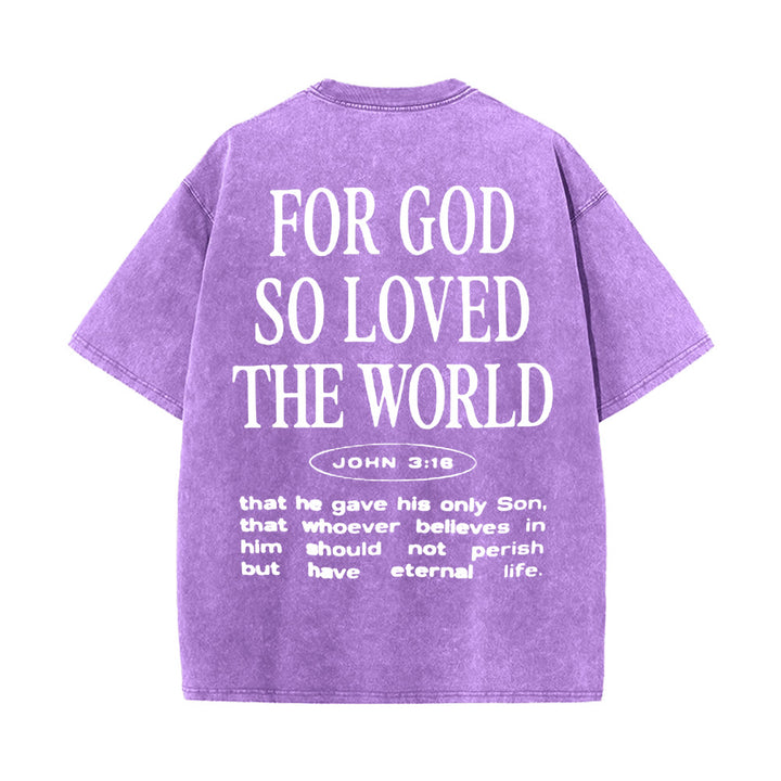 Christianartworkshop „Denn so sehr hat Gott die Welt geliebt“ Unisex-T-Shirt (vorgewaschen) - Lila - 5XL - image 16