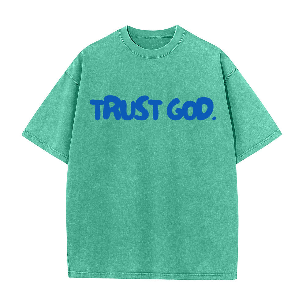 Christianartworkshop „Vertraue auf Gott“ Unisex-T-Shirt (vorgewaschen) - Grün - 5XL - image 5