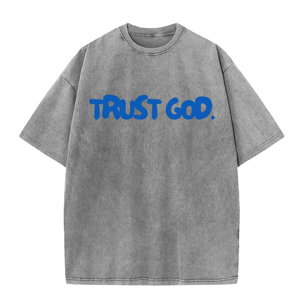 Christianartworkshop „Vertraue auf Gott“ Unisex-T-Shirt (vorgewaschen) - Grau - 5XL - image 4
