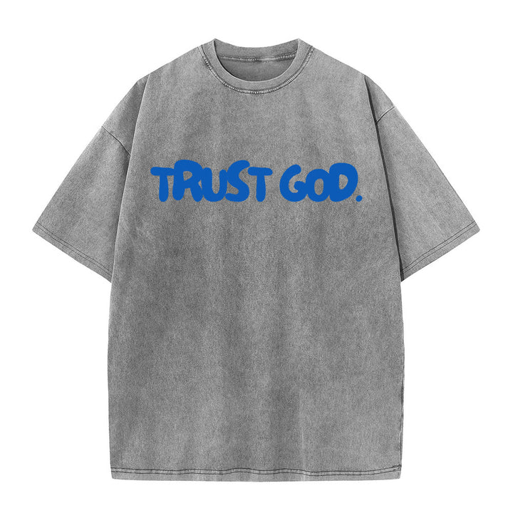 Christianartworkshop „Vertraue auf Gott“ Unisex-T-Shirt (vorgewaschen) - Grau - 5XL - image 4