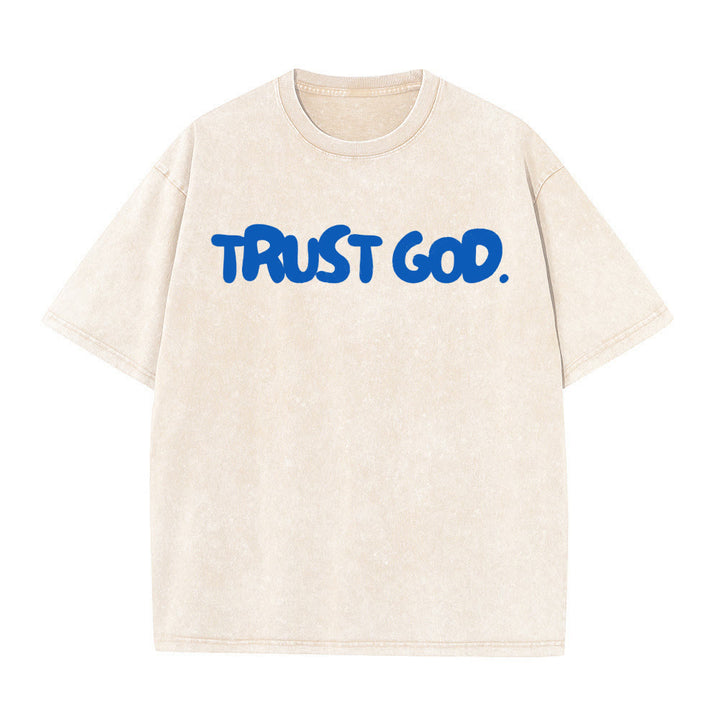 Christianartworkshop „Vertraue auf Gott“ Unisex-T-Shirt (vorgewaschen) - Aprikose - 5XL - image 3