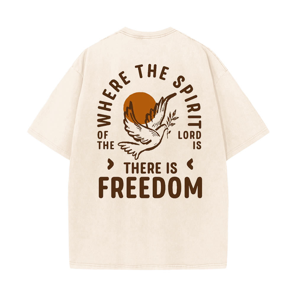 Christianartworkshop „Geist des Herrn und Freiheit“ Unisex-T-Shirt (vorgewaschen) - Aprikose - 5XL - image 2