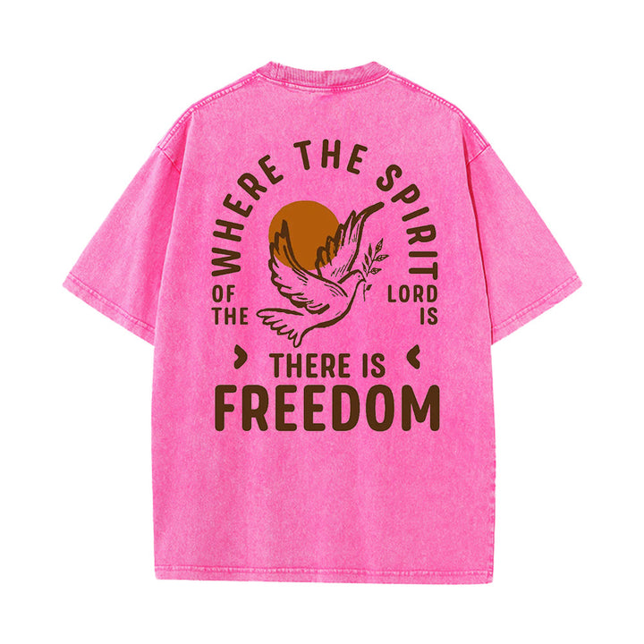 Christianartworkshop „Geist des Herrn und Freiheit“ Unisex-T-Shirt (vorgewaschen) - Rosa - 5XL - image 10