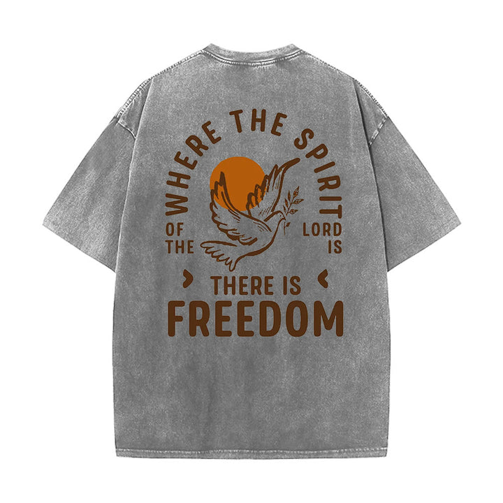 Christianartworkshop „Geist des Herrn und Freiheit“ Unisex-T-Shirt (vorgewaschen) - Grau - 5XL - image 6