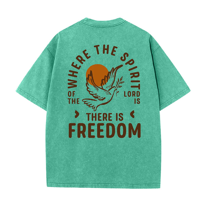 Christianartworkshop „Geist des Herrn und Freiheit“ Unisex-T-Shirt (vorgewaschen) - Grün - 5XL - image 0