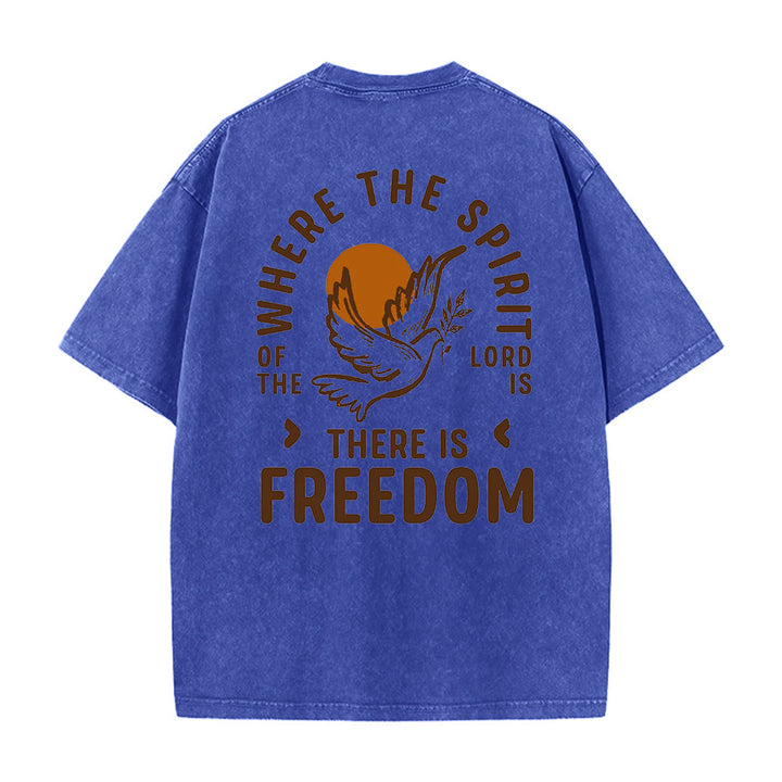 Christianartworkshop „Geist des Herrn und Freiheit“ Unisex-T-Shirt (vorgewaschen) - Blau - 5XL - image 4