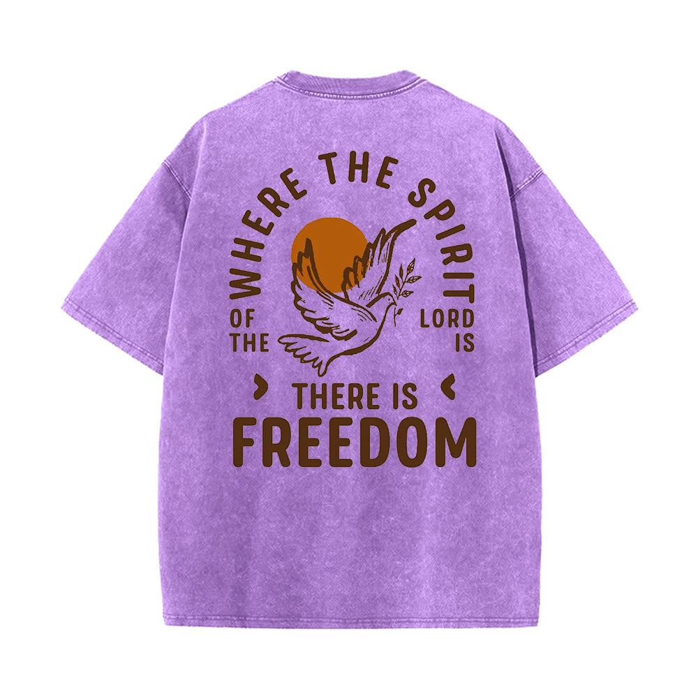 Christianartworkshop „Geist des Herrn und Freiheit“ Unisex-T-Shirt (vorgewaschen) - Lila - 5XL - image 12