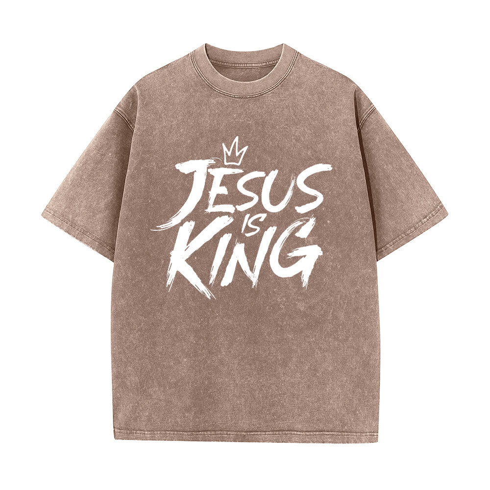 Christianartworkshop Jesus Is King Unisex-T-Shirt (vorgewaschen) - Kaffee - 5XL - image 10