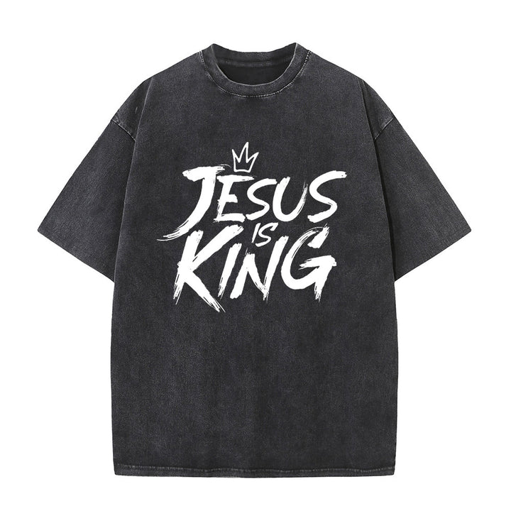 Christianartworkshop Jesus Is King Unisex-T-Shirt (vorgewaschen) - Schwarz - 5XL - image 0