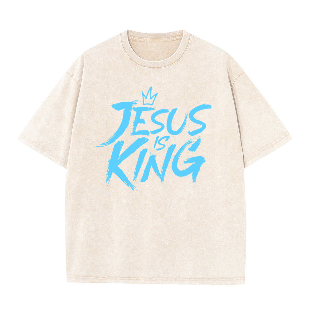 Christianartworkshop Jesus Is King Unisex-T-Shirt (vorgewaschen) - Aprikose - 5XL - image 3