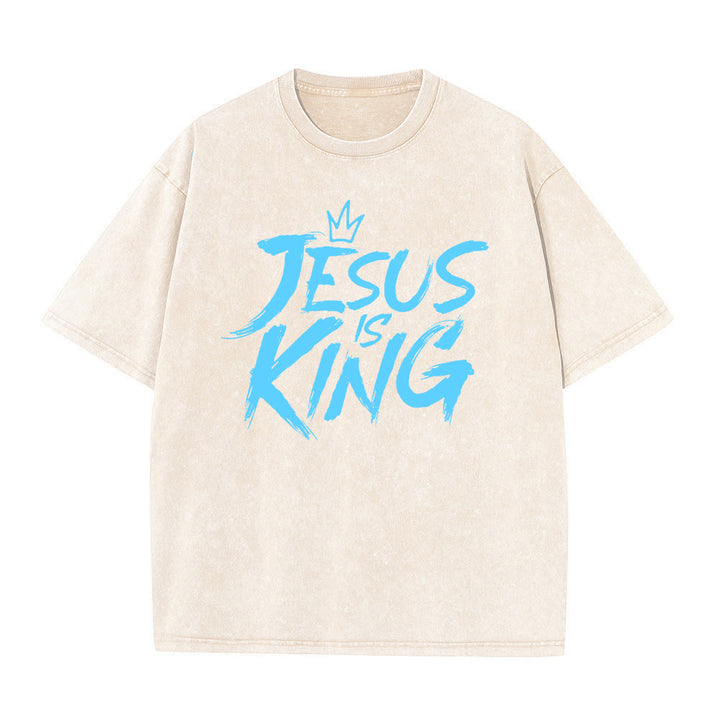 Christianartworkshop Jesus Is King Unisex-T-Shirt (vorgewaschen) - Aprikose - 5XL - image 3