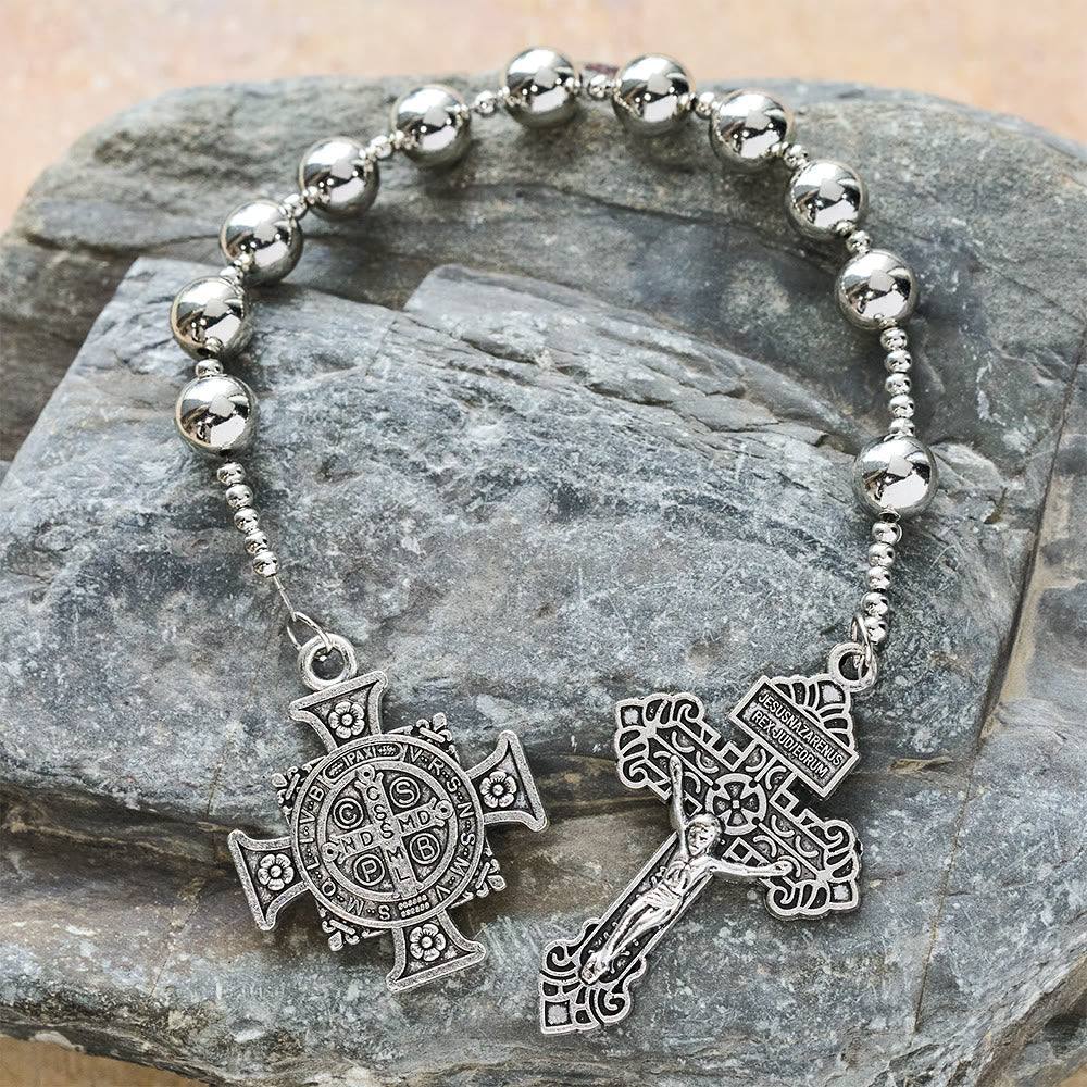 Christianartworkshop Die Four Protect Battle Beads Taschenrosenkranz-Serie in 4 Krieger-Ausführungen - Silber - image 4