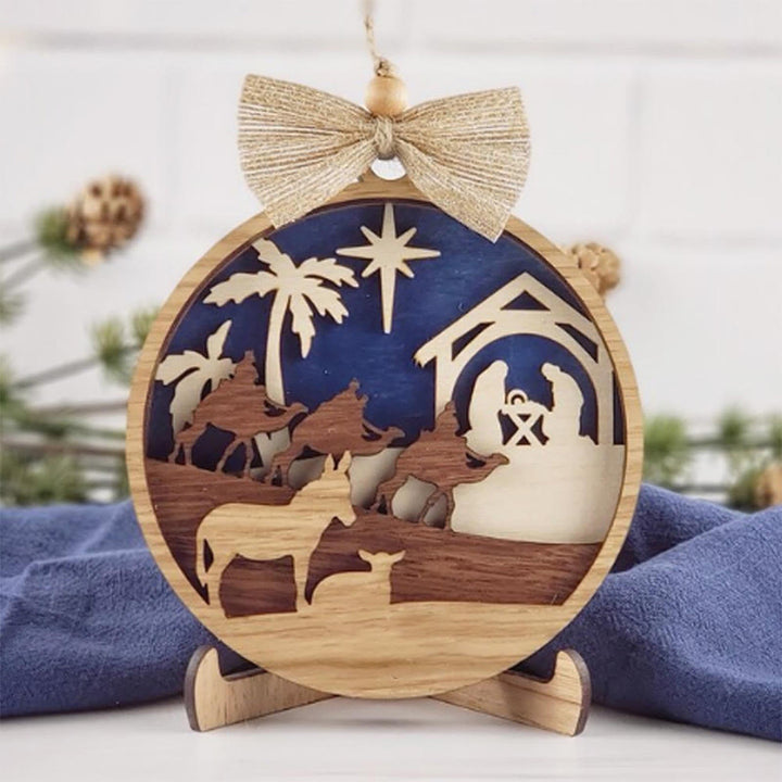 Christliche Kunstwerkstatt Rustikaler Stil Heilige Nacht Heilige Drei Könige Weihnachtskrippe Hängende Ornamente - image 3