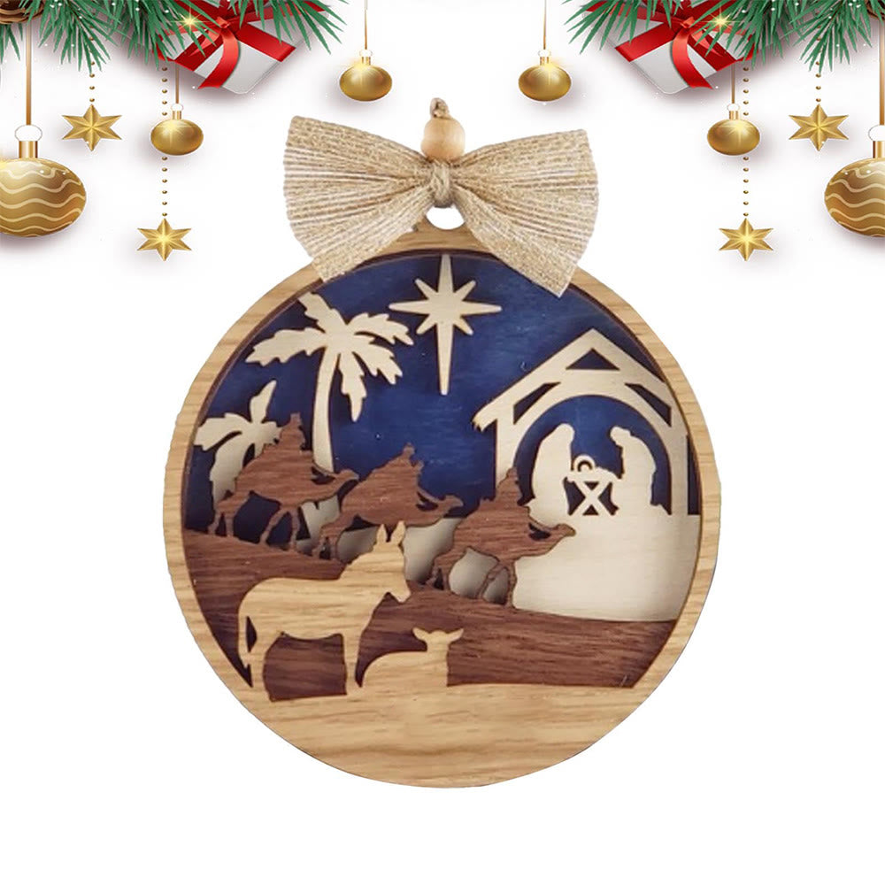Christliche Kunstwerkstatt Rustikaler Stil Heilige Nacht Heilige Drei Könige Weihnachtskrippe Hängende Ornamente - image 5