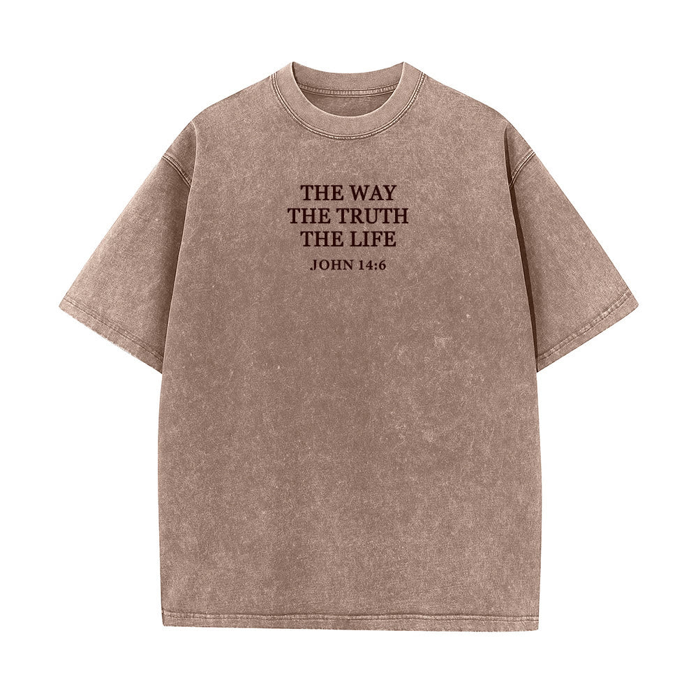 Christianartworkshop Jesus ist der Weg, die Wahrheit, das Leben – Johannes 14,6 (Gewaschenes T-Shirt) - Braun - 4XL - image 8