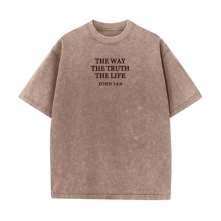 Christianartworkshop Jesus ist der Weg, die Wahrheit, das Leben – Johannes 14,6 (Gewaschenes T-Shirt) - Braun - 4XL - image 8