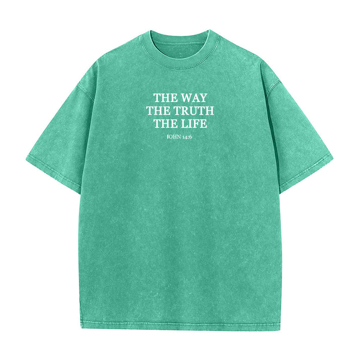 Christianartworkshop Jesus ist der Weg, die Wahrheit, das Leben – Johannes 14,6 (Gewaschenes T-Shirt) - Grün - 4XL - image 6
