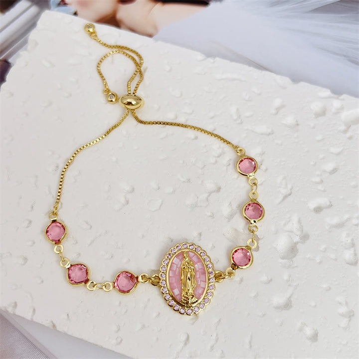 Christianartworkshop Mehrfarbiges Zirkon-Armband „Unsere Liebe Frau“: Stille Erinnerung an ihre Fürsorge - Rosa - image 6