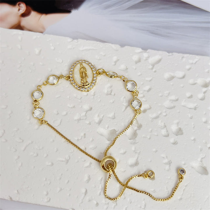 Christianartworkshop Mehrfarbiges Zirkon-Armband „Unsere Liebe Frau“: Stille Erinnerung an ihre Fürsorge - Weiß - image 3