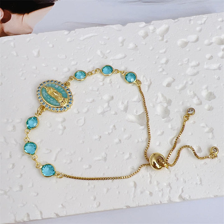 Christianartworkshop Mehrfarbiges Zirkon-Armband „Unsere Liebe Frau“: Stille Erinnerung an ihre Fürsorge - Blau - image 5