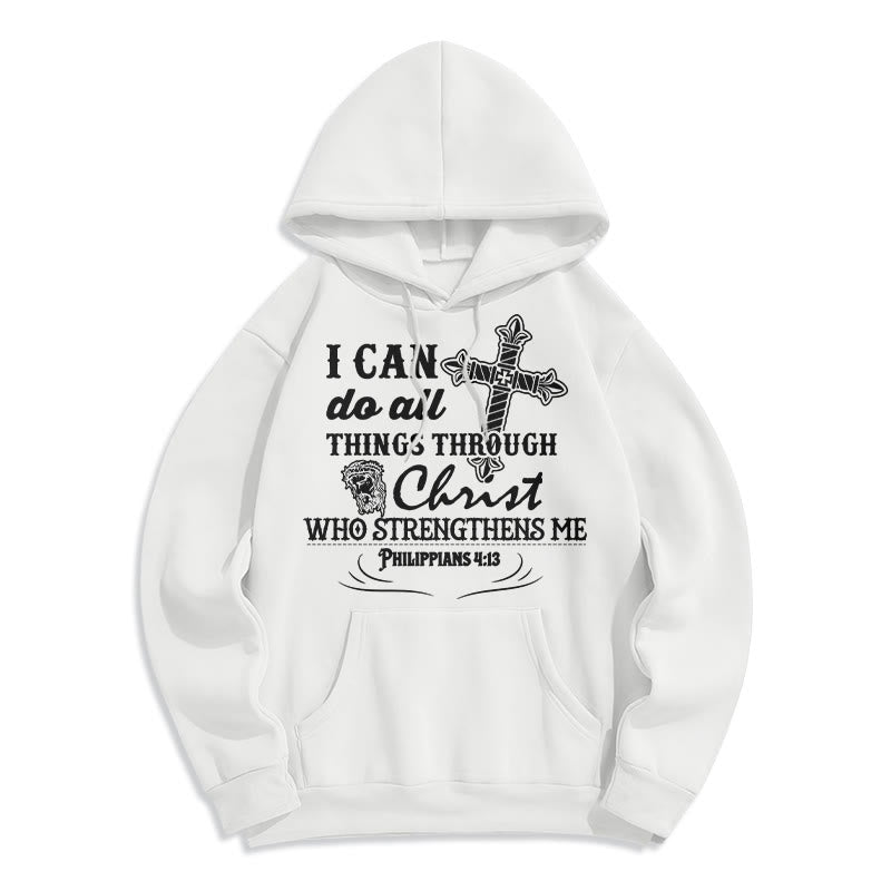 Christianartworkshop Zitat-Stil Ich kann alles schaffen Fleecegefütterter Polyester-Hoodie - Weiß - 2XL - image 3