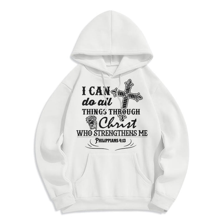 Christianartworkshop Zitat-Stil Ich kann alles schaffen Fleecegefütterter Polyester-Hoodie - Weiß - 2XL - image 3